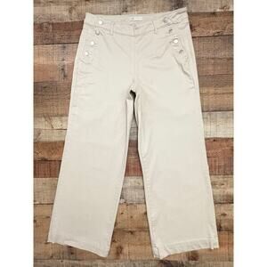 Cato Mid Rise Khaki Wide Leg Button Detail Sailor Pants Women’s Size 14